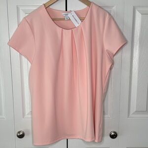 Liz Claiborne English Rose Women's 2X Blouse Pleated Neckline Feminine NWT